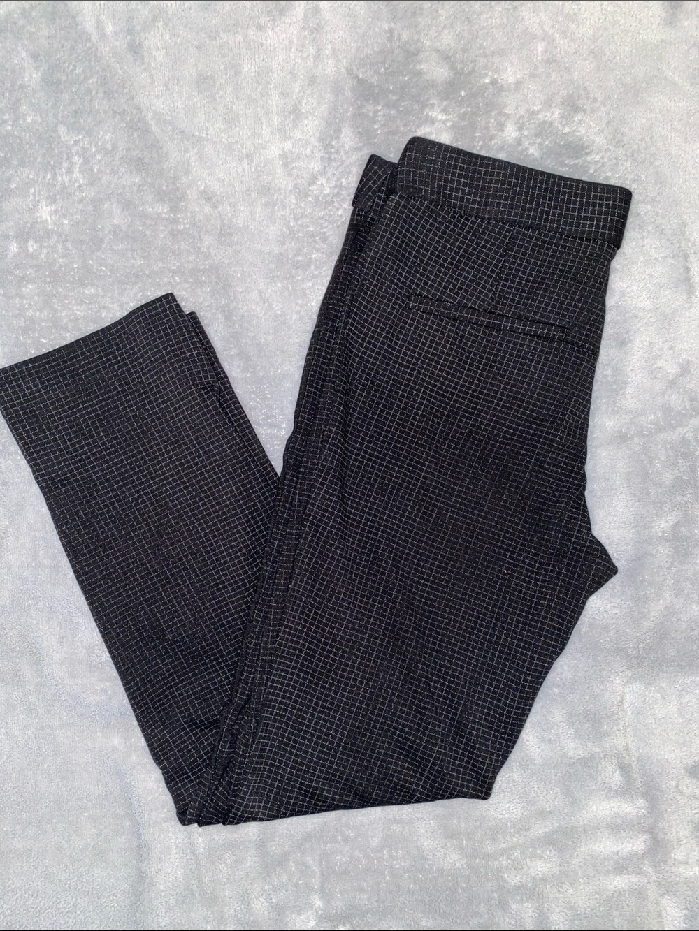 Amanda & Chelsea Black Grid-Pattern Skinny Pants